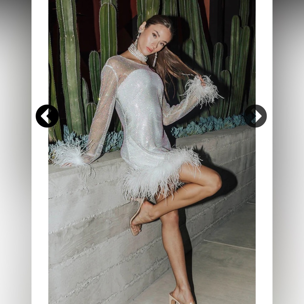 NWT - UNTAMED PETALS Disco Sheer Dress in White. SIZE L. NEVER WORN!
